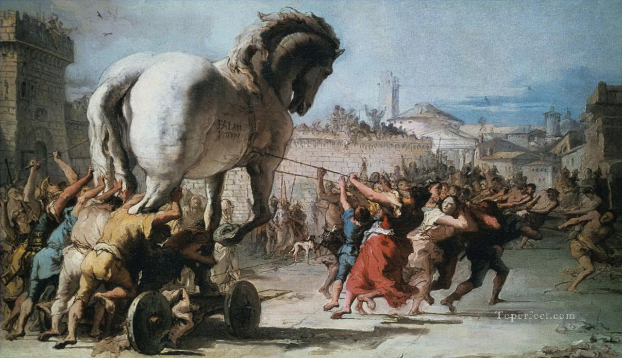 La procession du cheval de Troie Peintures à l'huile